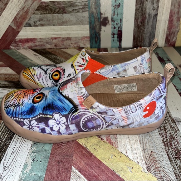 UIN Cheer Up Kitty Cat Slip On Toledo Loafers Shoes Canvas Loose Toe Box EUC 7.5 - Picture 7 of 15